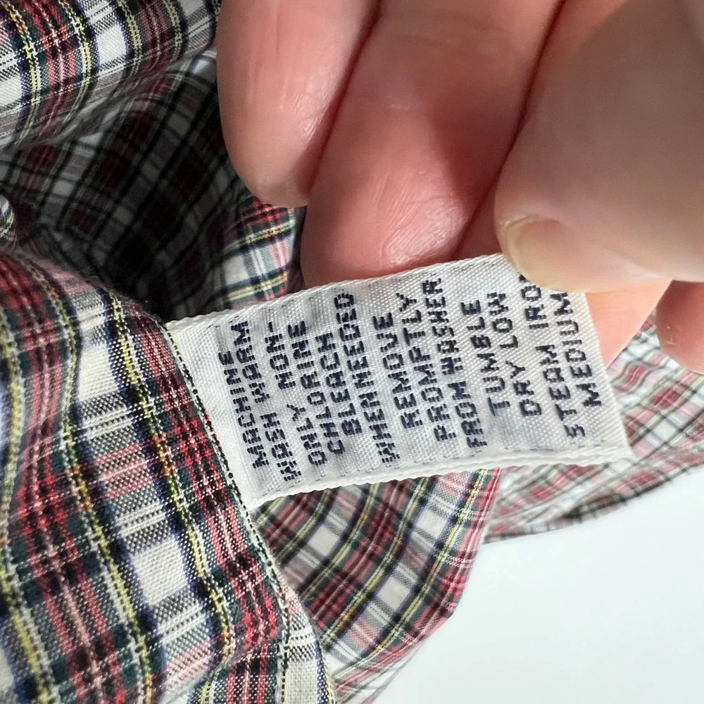 Ralph Lauren Yarmouth Mens 15.5 32/33 Tartan Plaid Button‎ Down Shirt Red Cotton
